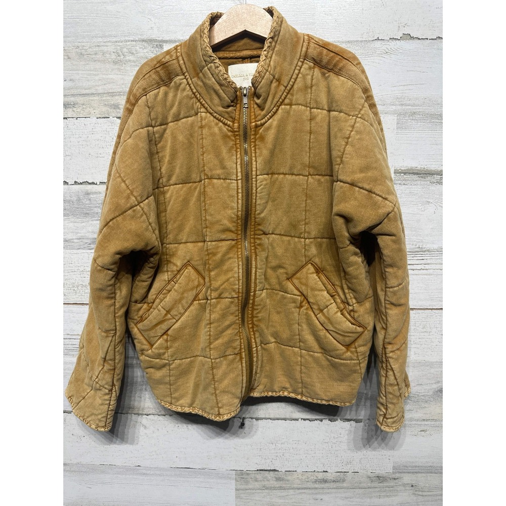 Chelsea & Violet Quilted Jacket Girls Medium Tan Corduroy Zip Bomber EUC
